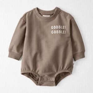 Little Planet Gobble Gobble Organic Cotton Bubble Bodysuit in Brown Size 18M